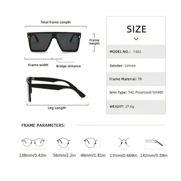 COPY - Men's Full Oversized Flat Frame Square Sunglasses - Picture 6 of 6